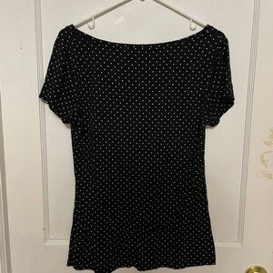Banana Republic Formal V-Neck Polkadot Top